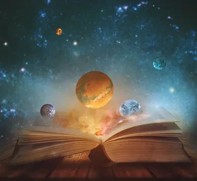 book of the universe opened magic book with planets and galaxies elements of this image